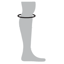 D: 2.5cm below knee circumference